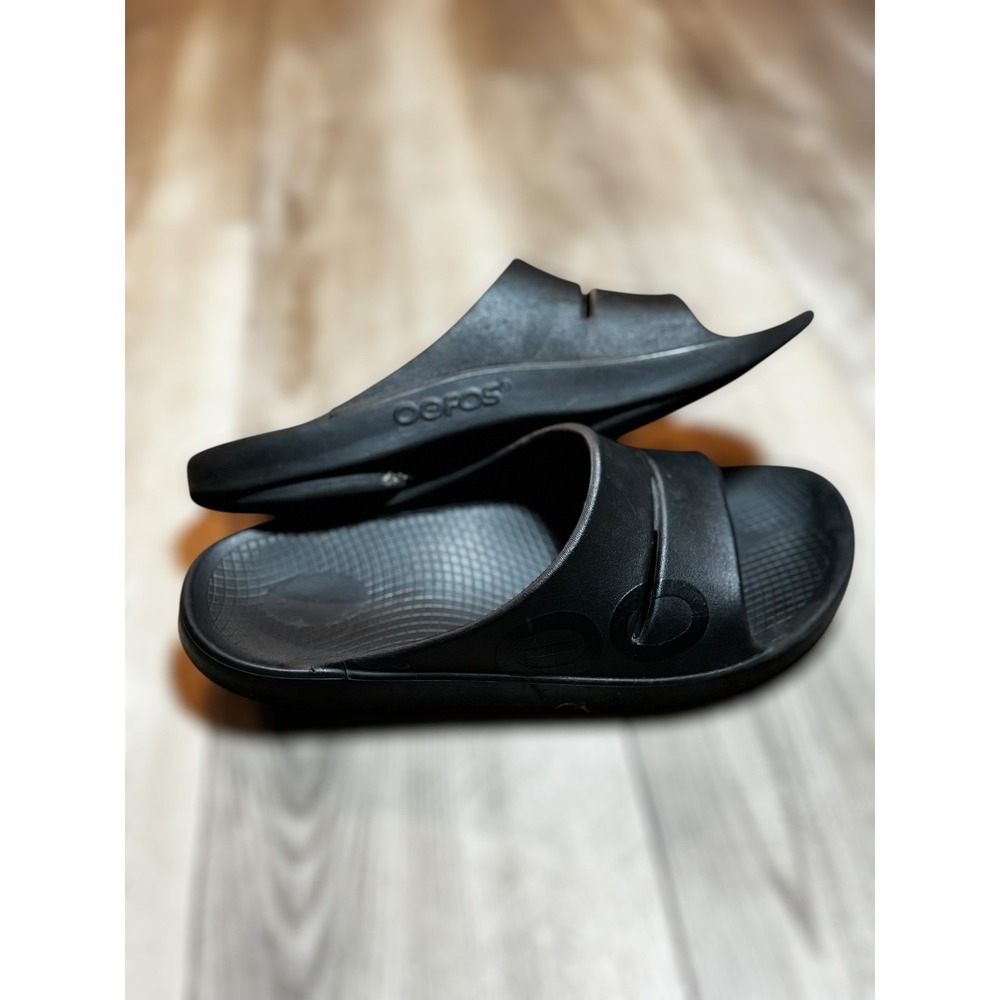 OOFOS Sandals Mens 13 Black Rubber Recovery Casual Slides Shoes Athletic Comfort